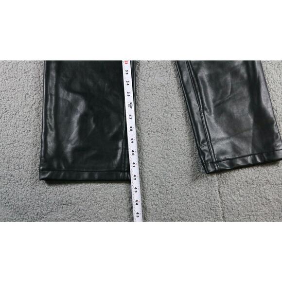 New Abercrombie Fitch 90's Straight Ultra High Rise 6 Black Faux Leather Pants - Picture 7 of 8